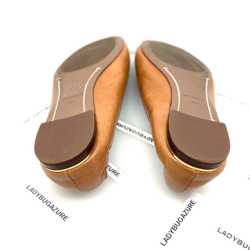 Tory Burch Multi-Logo Ballet Tan Flats Gold Logo - like new Size 7.5 w/dust bag - Picture 6 of 7